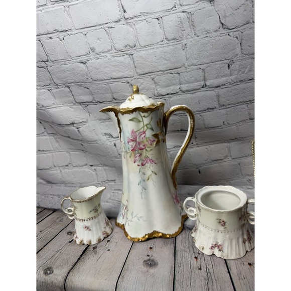 Haviland Other - Antique CFH GDM Charles Field Haviland Limoges France Chocolate Pot Set Floral